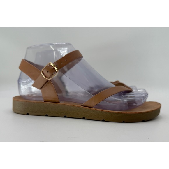 STORY Brown Thong Sandals Women's Size 7 Ankle Strap Buckle Casual Summer Shoes - Picture 1 of 10